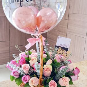 Canasta floral con globo
